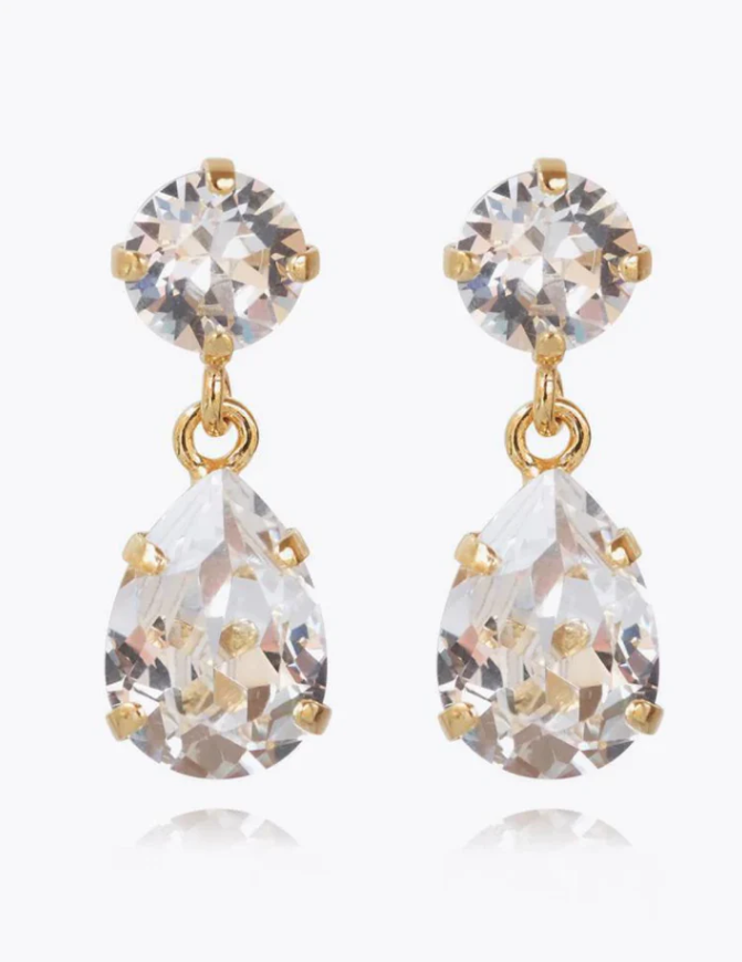 MINI DROP EARRING GOLD CRYSTAL