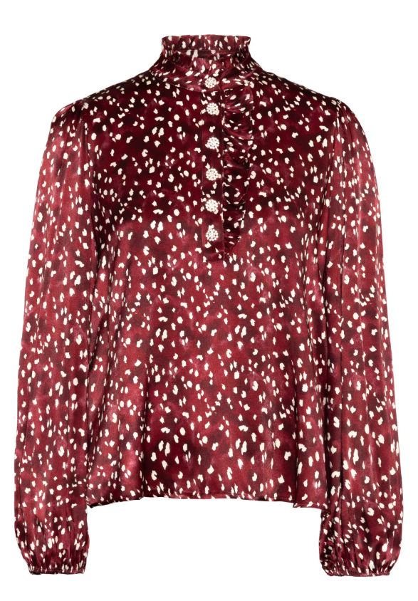 Solid Sateng Blouse w/ Buttons