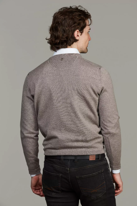 Merino crew neck structure knit