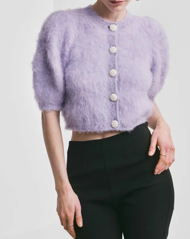 Hairy knit puffed jacket