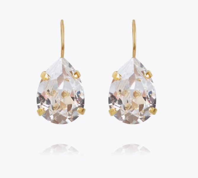 MINI DROP CLASP EARRINGS GOLD CRYSTAL