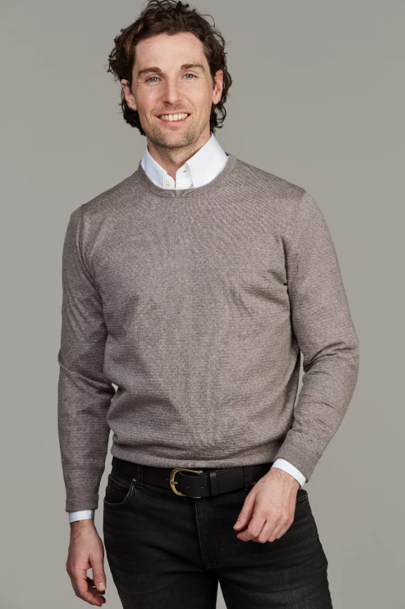 Merino crew neck structure knit