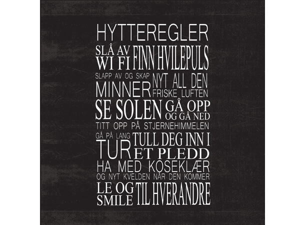 Serviett Hytteregler, Sort