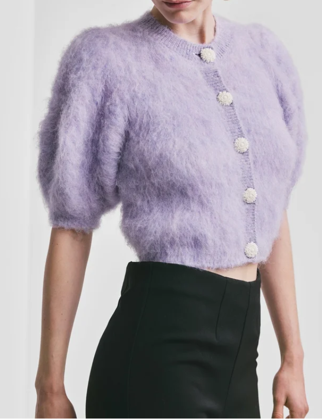 Hairy knit puffed jacket