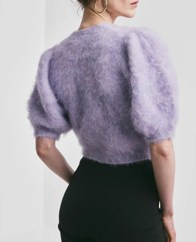 Hairy knit puffed jacket