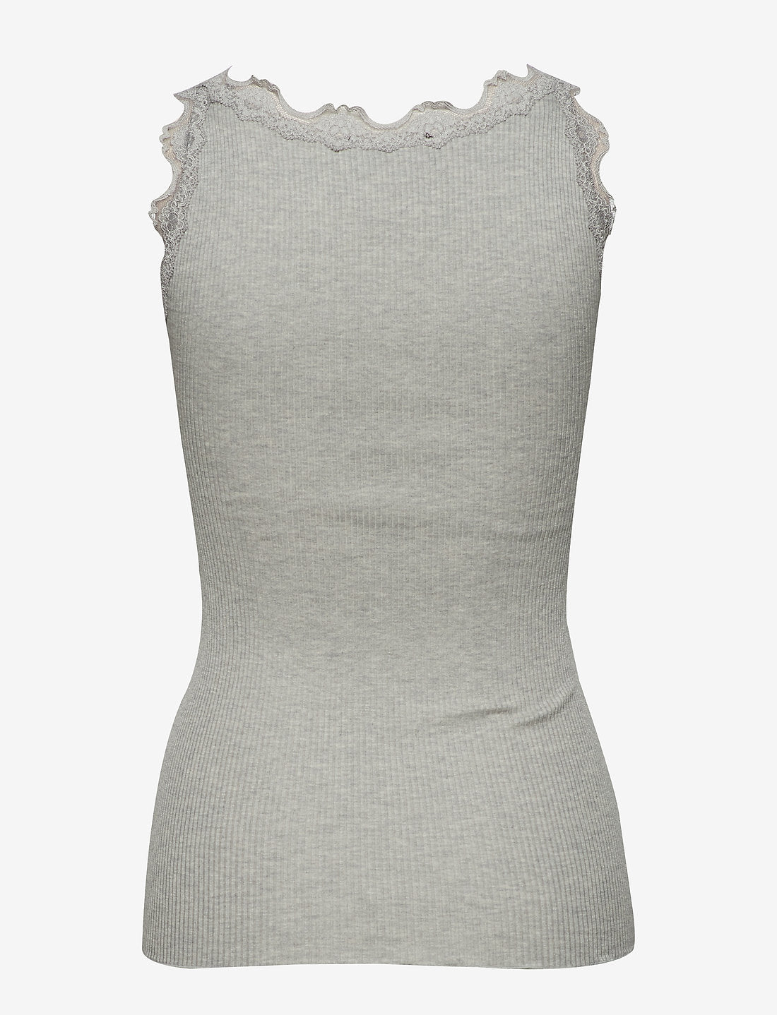 Silk top w/ lace Light Grey Melange
