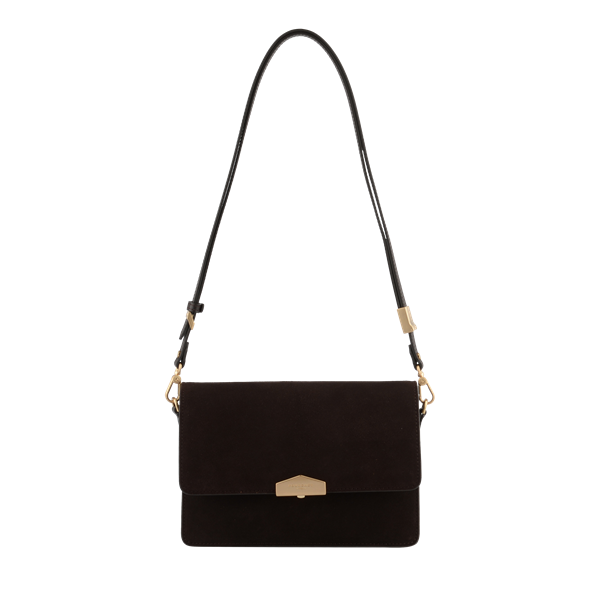 Suede leather flap shoulder bag medium size