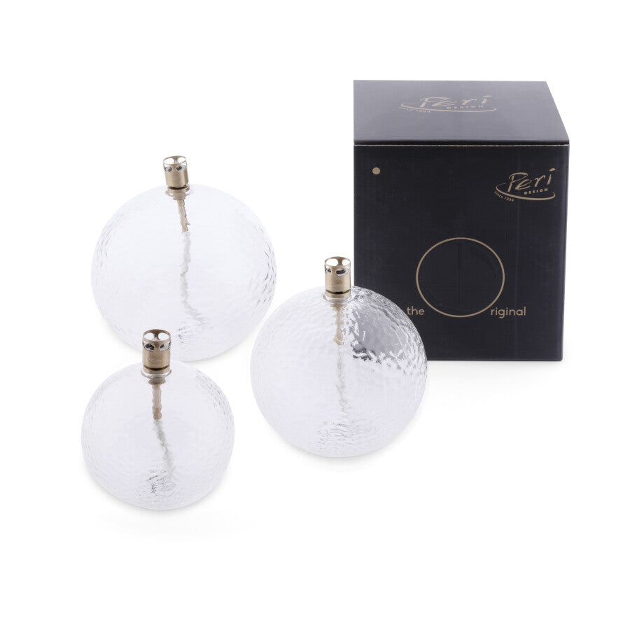 Oljelampe Round Hammered brass Medium