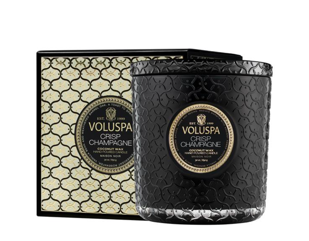 Boxed Luxe Jar Candle, crisp champagne