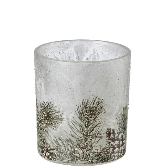 PINE CONE Telysholder D7 H8 cm frozen white