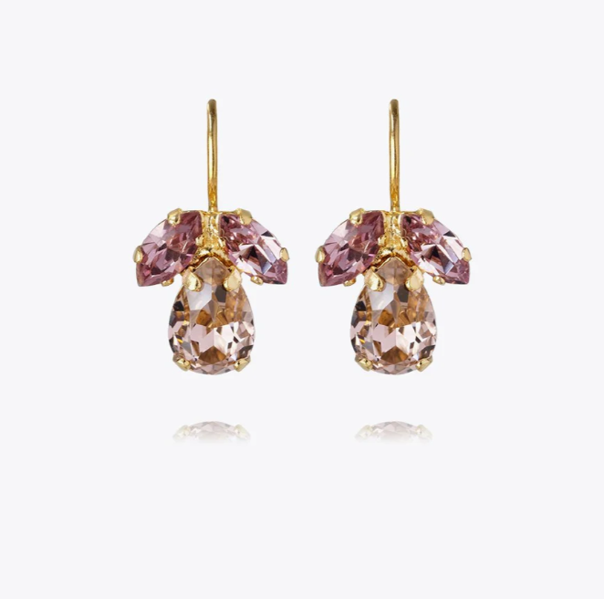 PETITE TIMO EARRINGS GOLD Vintage Rose + Light Amethyst