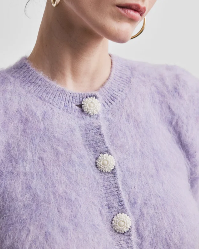 Hairy knit puffed jacket