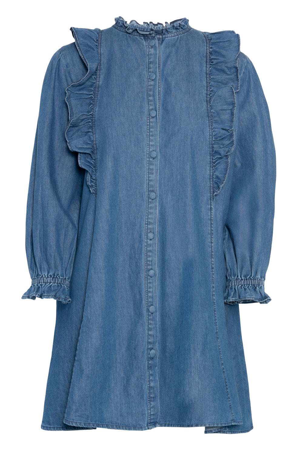 Denim dress ruffle