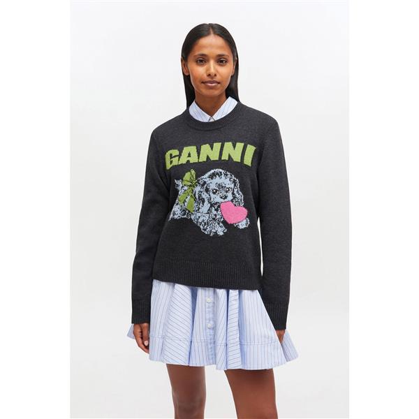 Graphic Wool Mix Puppy Love Crewneck