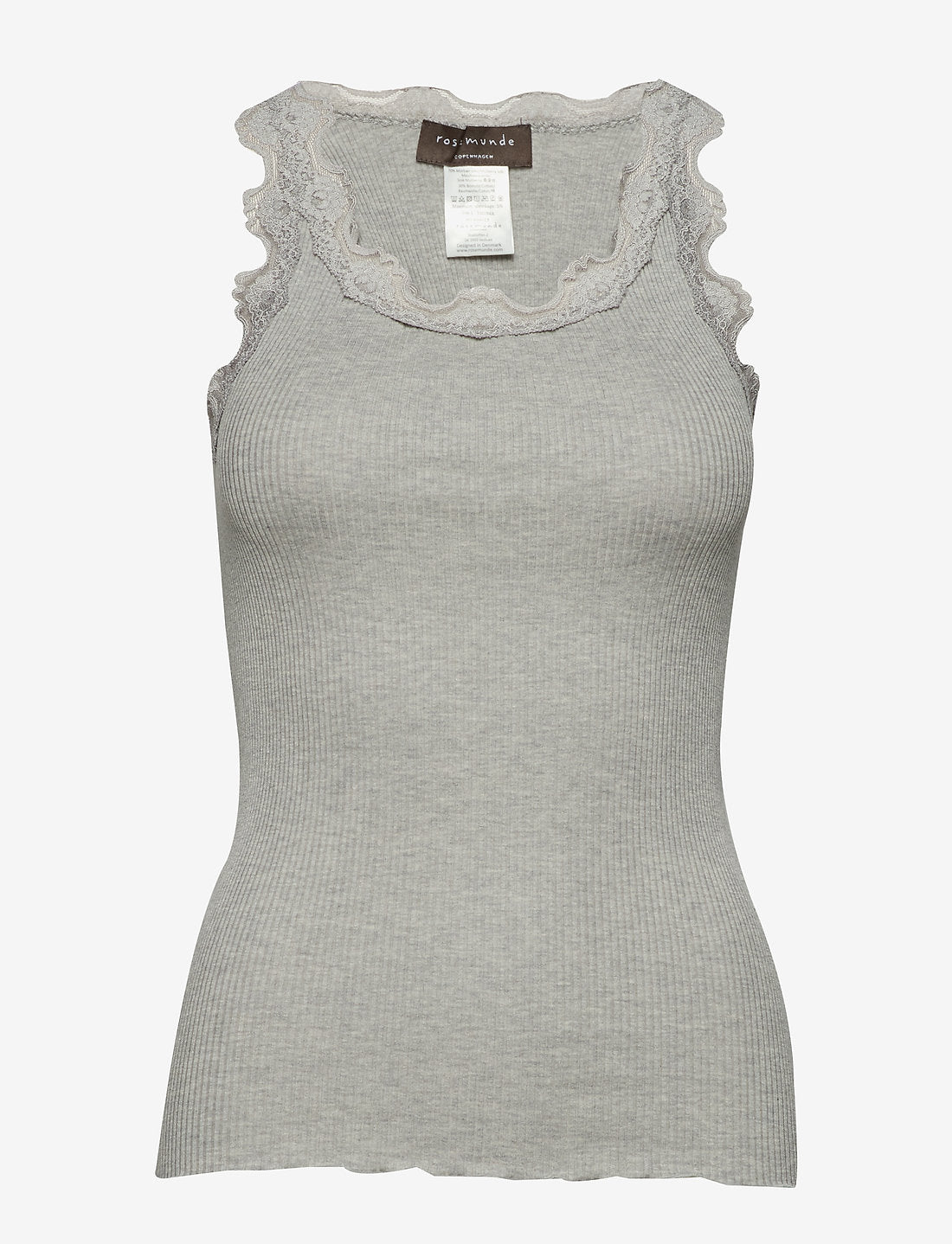 Silk top w/ lace Light Grey Melange