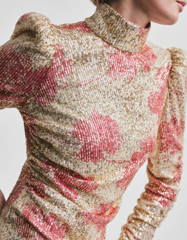 Sequins rouching dress