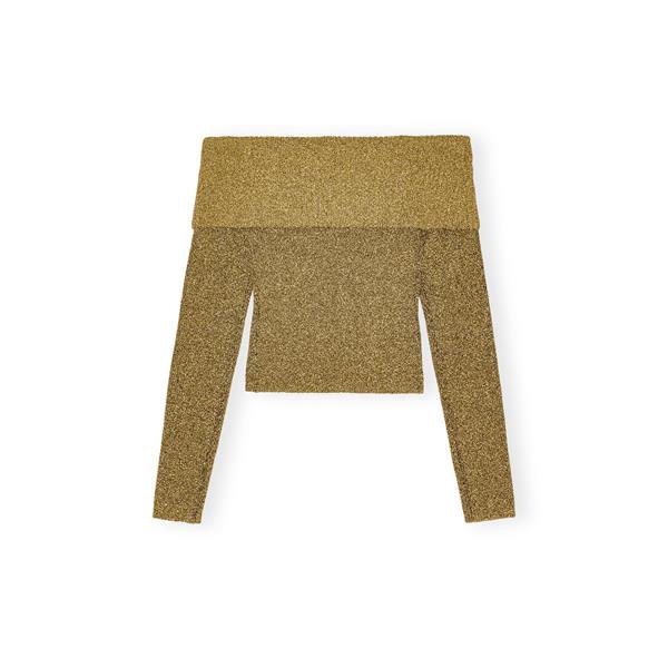 Sparkle Doubleface Offshoulder Blouse Gold