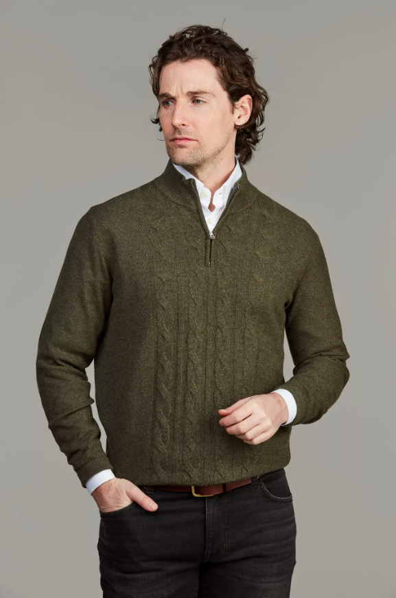 Geelong half zip cable knit