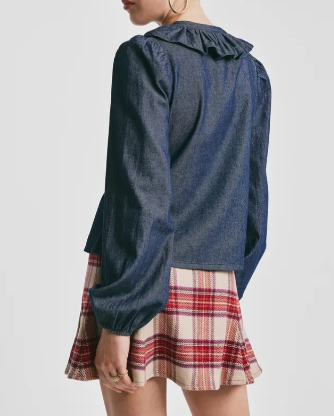 Denim flounce Blouse