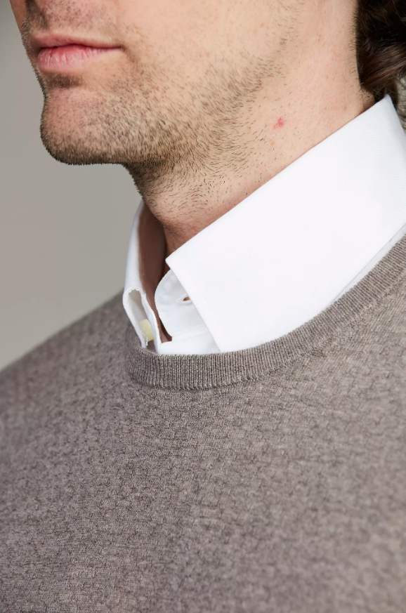 Merino crew neck structure knit