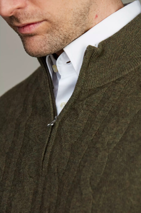 Geelong half zip cable knit