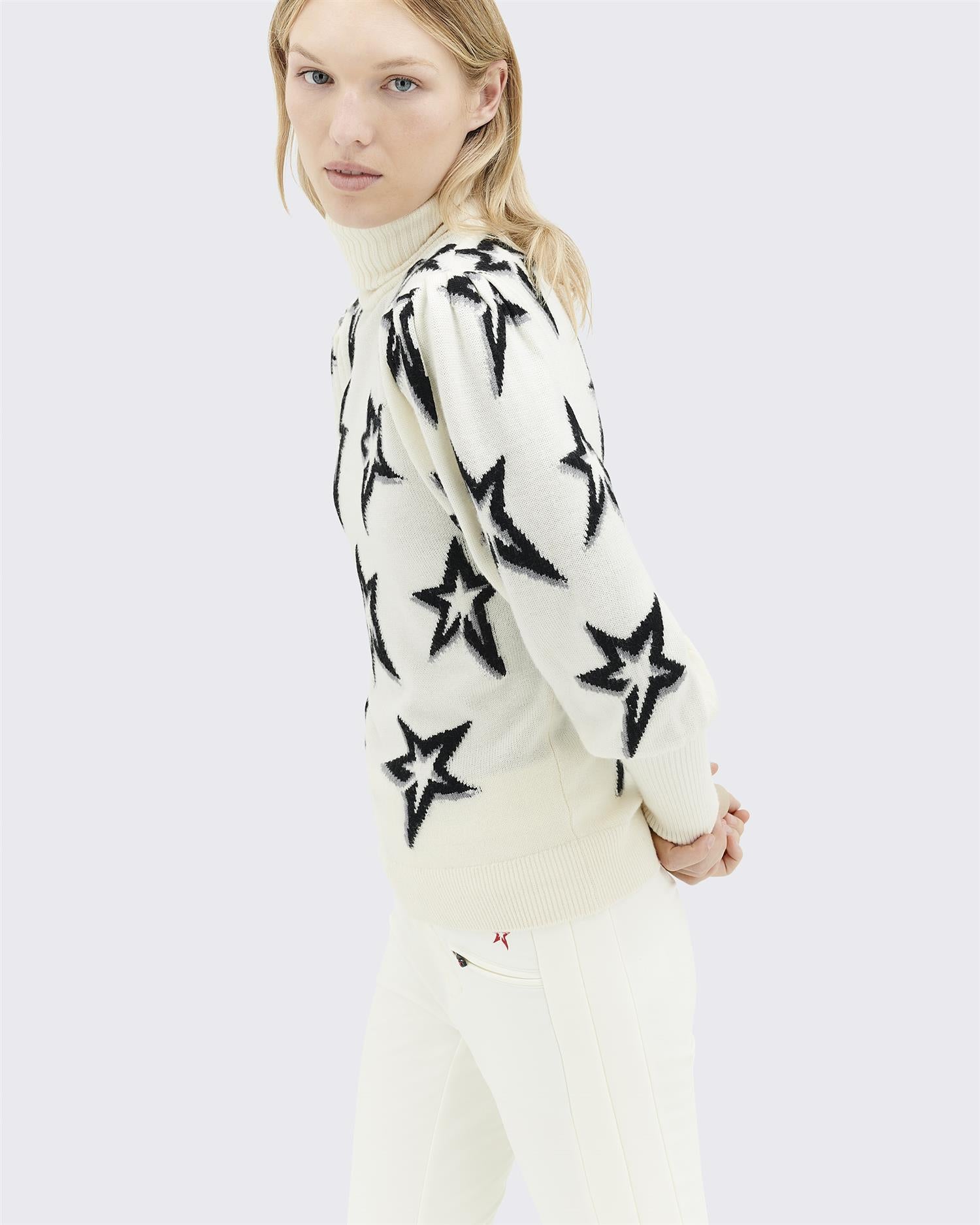 Stardust balloon sleeve sweater white