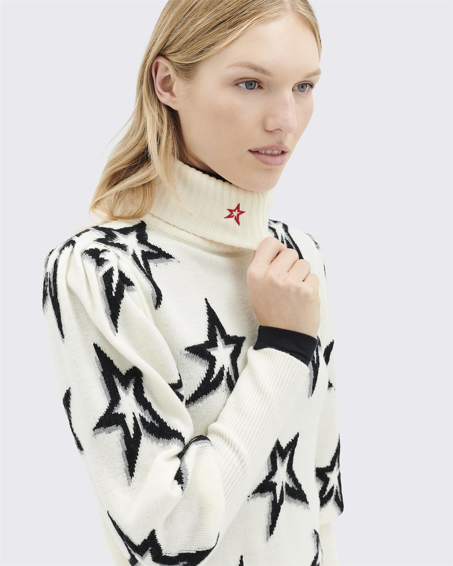 Stardust balloon sleeve sweater white