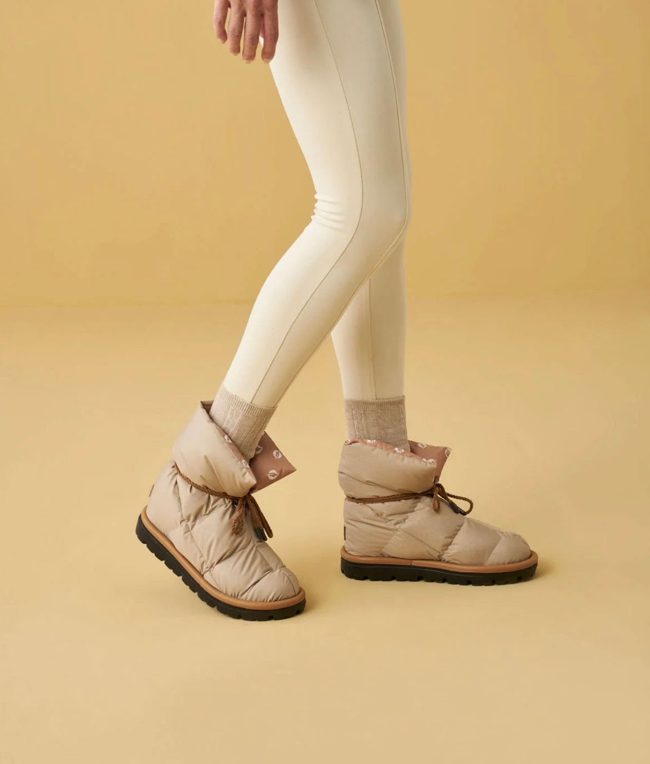 Sand beige pillow boots