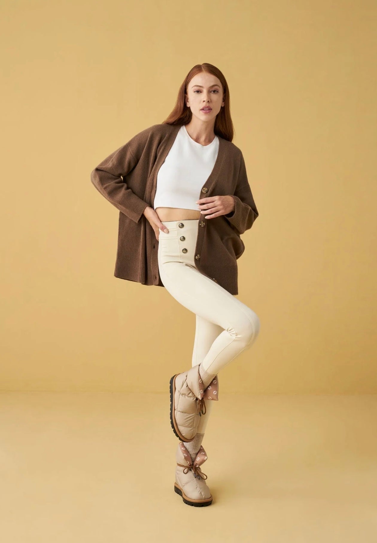 Sand beige pillow boots