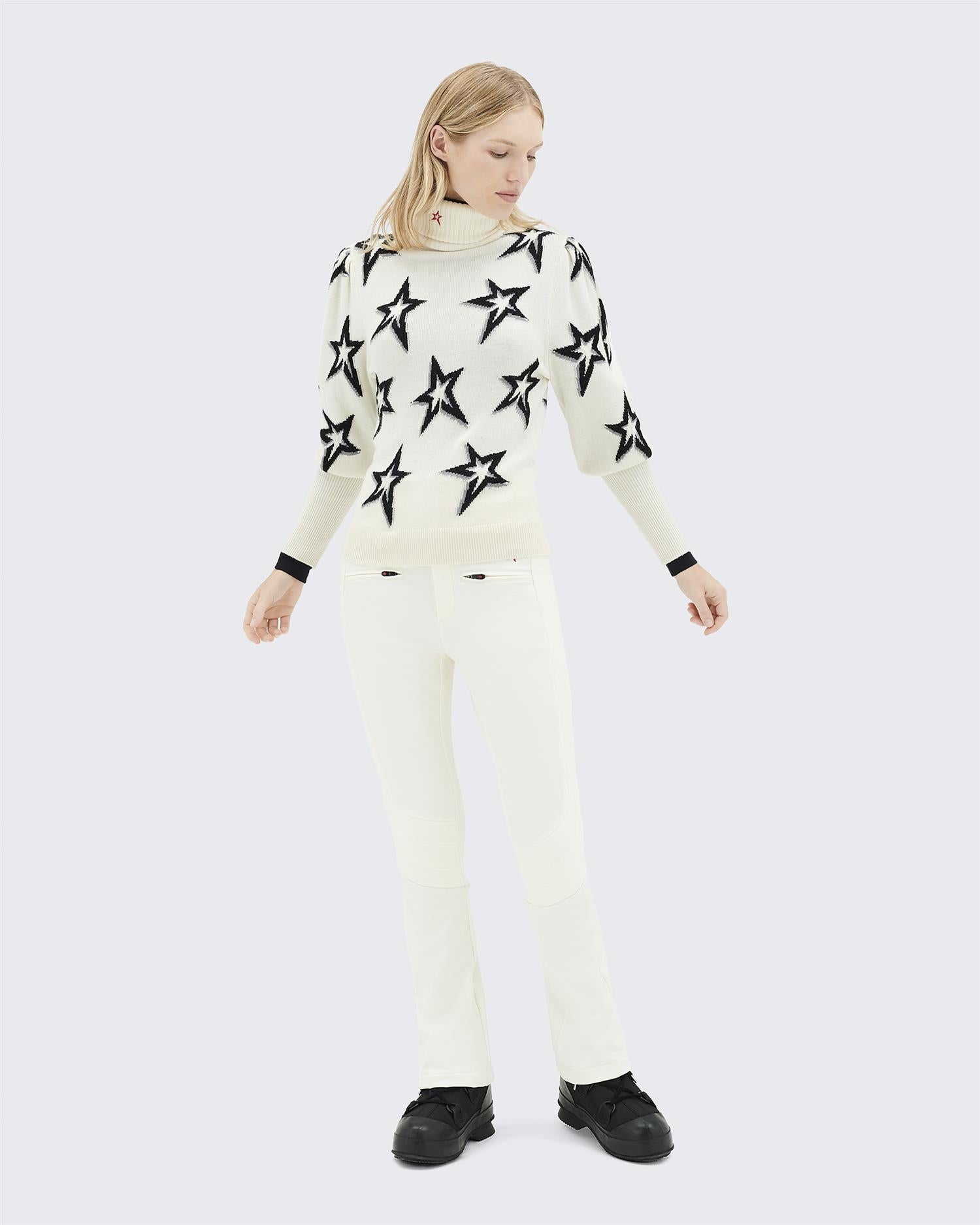 Stardust balloon sleeve sweater white