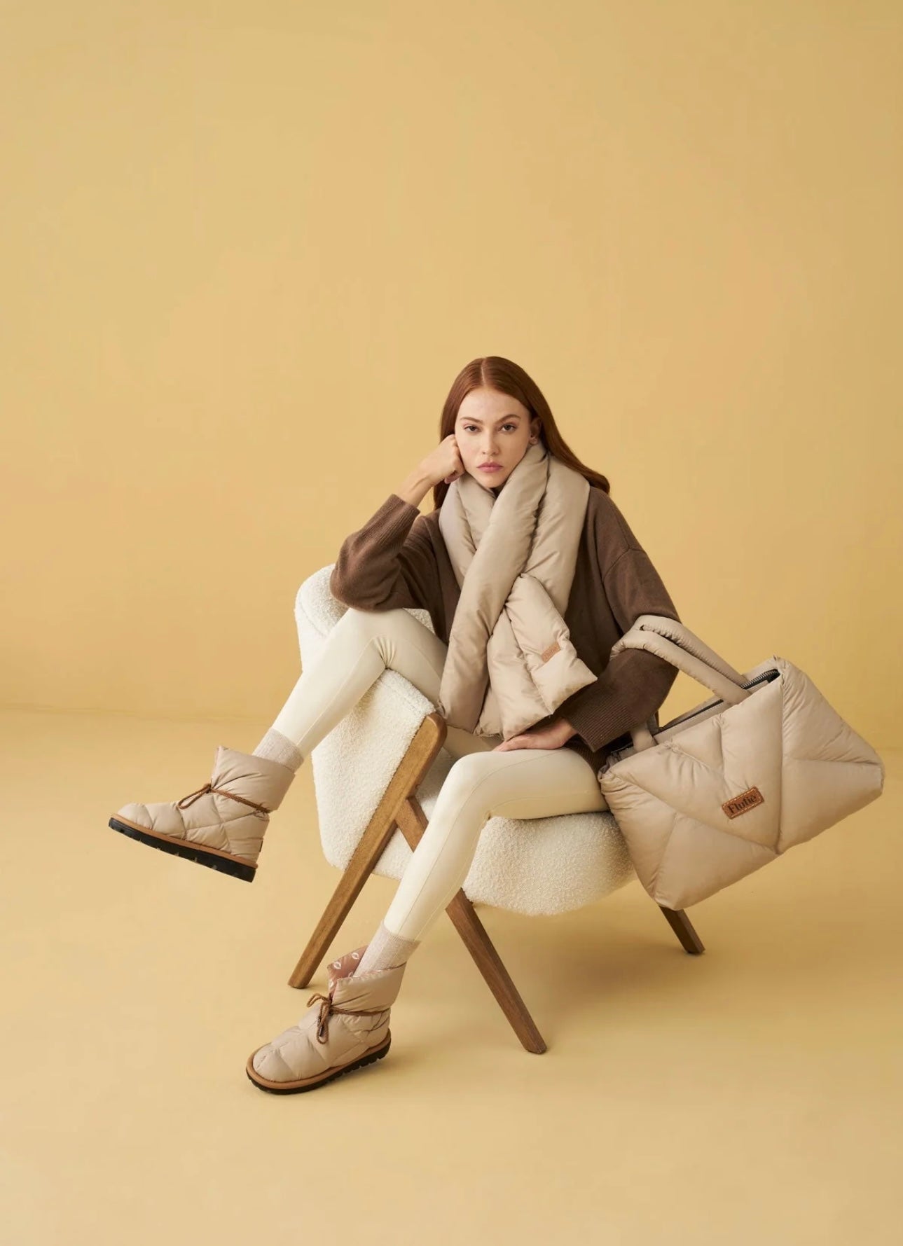 Sand beige pillow boots