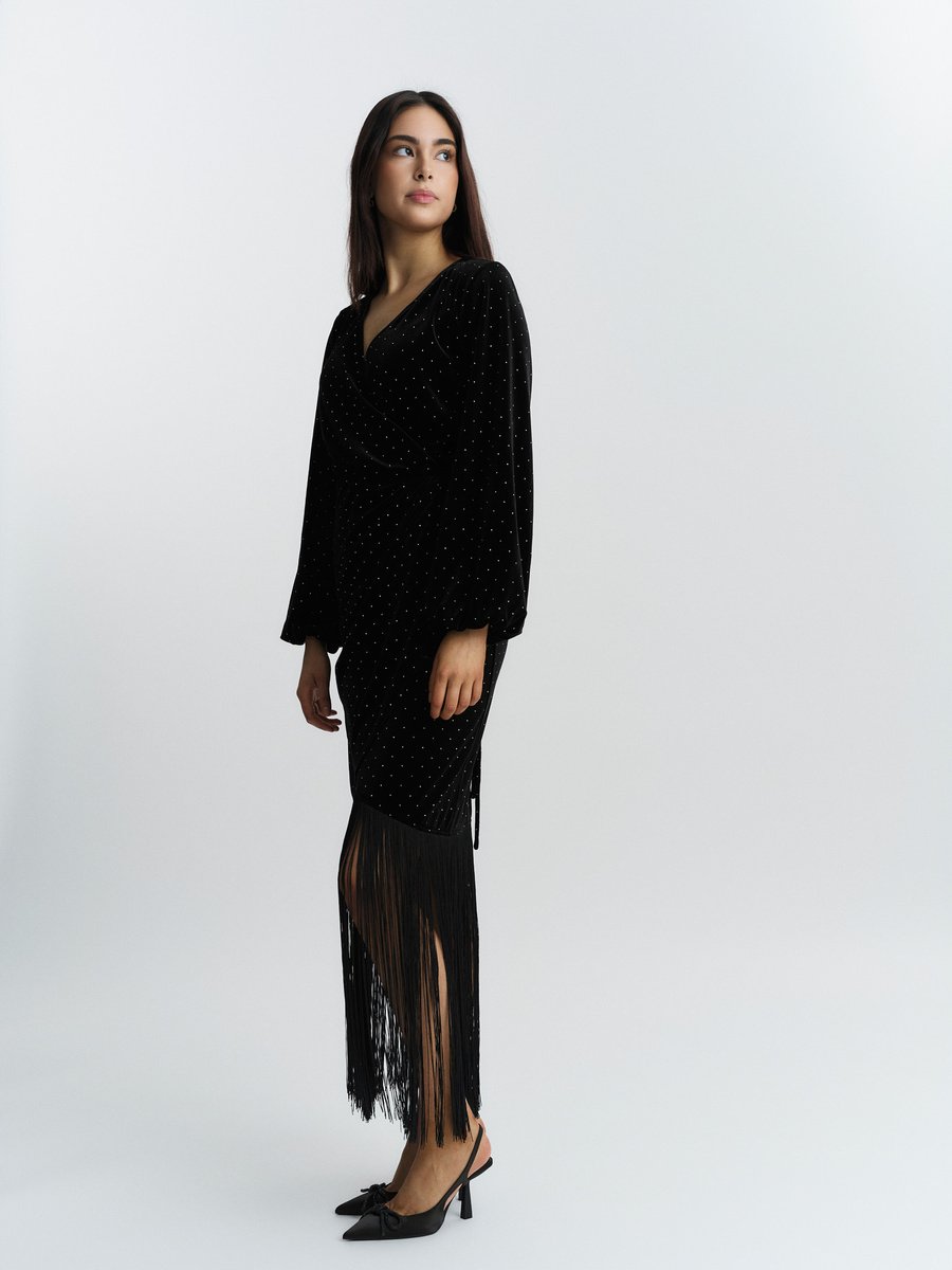 Sine stud velour dress