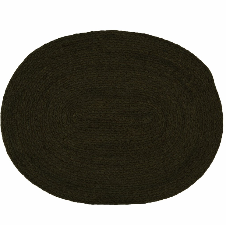 Jesper - Kuv. brikke Svart 45x35 Oval jute