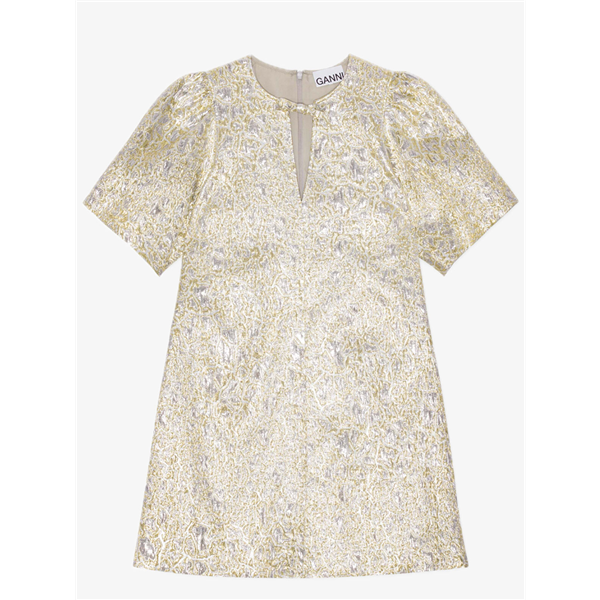 Metallic Cloque A-shaped Mini Dress