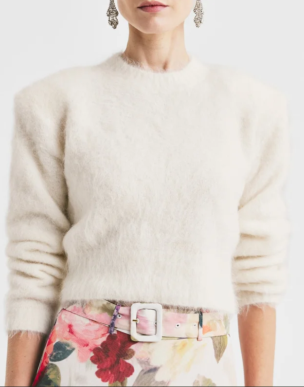 Hairy knit fitted sweater