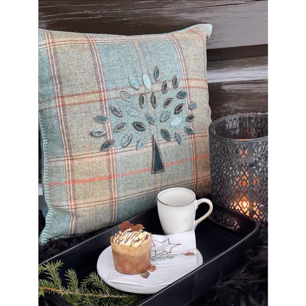 Mulberry Tree Plaid Cushion - Teal
